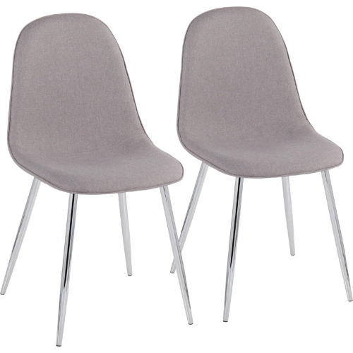 Pebble Dining Chair in Chrome & Light Grey Fabric (Set of 2)